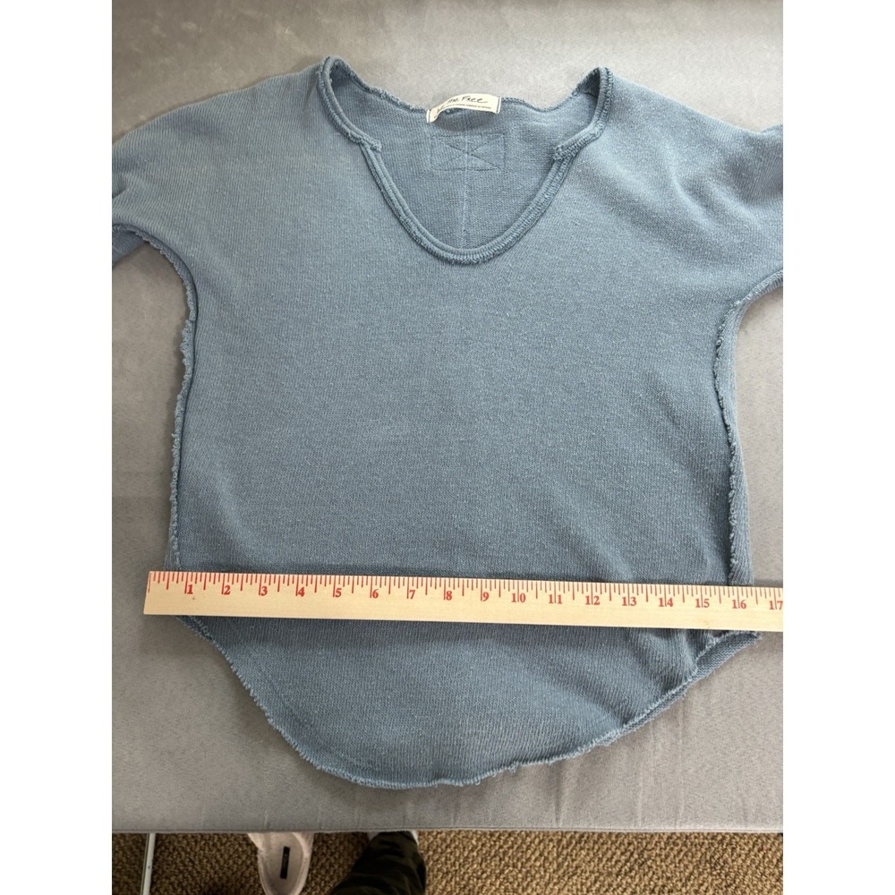 Free People Come & Get It Thermal Top Sz XS V Neck Grunge Boho Lounge Distressed - Picture 5 of 11